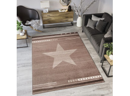 Moderný kusový koberec MAROKO - CENTER STAR tmavo béžový L916A - 140x190 cm