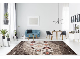 Moderný kusový koberec MATRA béžovo-červený H109A
