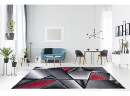 Moderný kusový koberec MATRA červeno-sivý J374C