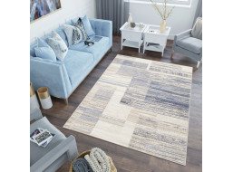 Kusový koberec ASTHANE Ply - biely/tmavomodrý/hnedý