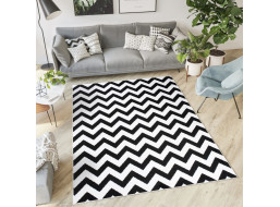 Kusový koberec TAPIS Cik cak - čierny/biely
