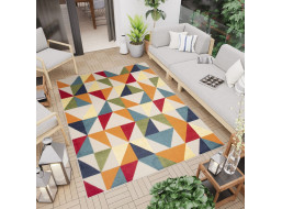 Kusový koberec AVENTURA Geometric - oranžový/sivý/modrý