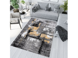 Kusový koberec MAYA Abstract - žltý/sivý