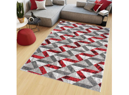Kusový koberec MAYA Stripes - červený/sivý