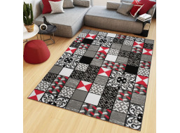 Kusový koberec MAYA Tiles - červený/sivý