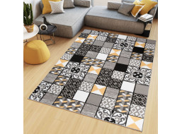 Kusový koberec MAYA Tiles - žltý/sivý