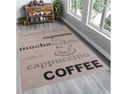 Sisalový PP koberec COFFEE - svetlo hnedý / čierny
