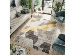Kusový koberec FIESTA Geometric - žltý/sivý