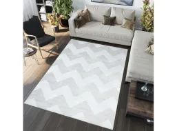 Kusový koberec ISFAHAN Zig zag - strieborný/biely