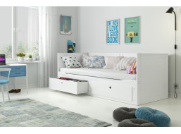 Detská posteľ so šuplíkmi HERMES 200x80 cm - biela - rozložiteľná na 200x160 cm