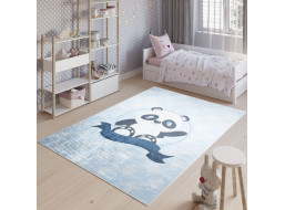 Detský koberec EMMA - Medvedík panda - modrý