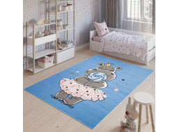 Detský koberček JOLLY Blue - Hrošice s lízatkom