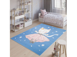 Detský koberček JOLLY Blue - Mačička na hojdačke