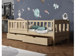 Detská posteľ z masívu borovice BEN so šuplíkmi - 180x80 cm - PRÍRODNÁ BOROVICA