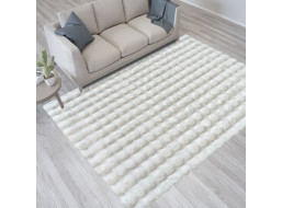 Kusový koberec MERLIN 3D - imitácia králičej kožušiny - biely