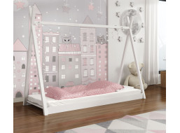 Detská domčeková Montessori típí posteľ z masívu borovice OLA - 180x80 cm - BIELA