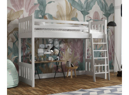Detská vyvýšená posteľ z masívu borovice ALVIN - 180x80 cm - BIELA