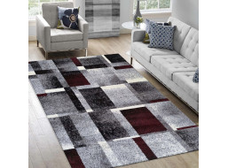 Kusový koberec WAVE Tiles - sivý/červený