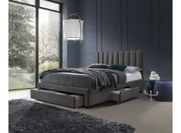 Posteľ z masívu GORDON 200x160 cm so šuplíkmi - velvet čalúnená - popolavá šedá