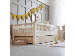 Detská posteľ z masívu borovice Basic BELLO (so šuplíkom/s prístelkou) - 180x80 cm [CLONE]