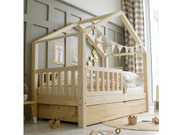 Detská domčeková posteľ z masívu borovice Bedhouse FENCE (so šuplíkom/s prístelkou) - 200x90 cm