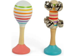 Bigjigs Toys Sada Rumba guľa ružová a rolničky modrej