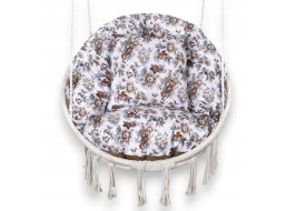Vodeodolný sedací MAXI vankúš 100x15 cm do závesného kresla - hnedé kvety / hnedý