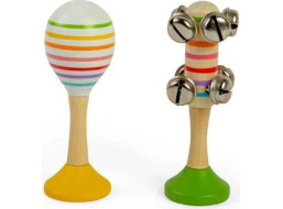 Bigjigs Toys Sada Rumba guľa žltá a rolničky zelené