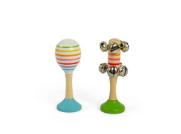 Bigjigs Toys Sada Rumba guľa modrá a rolničky zelené