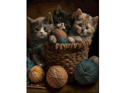 NORIMPEX Diamantové maľovanie Mačiatka v košíku 30x40cm