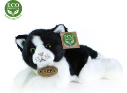 Rappa Plyšová mačka bielo-čierna ležiaca 16 cm ECO-FRIENDLY