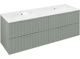 Sapho CIRASA umývadlová skrinka s dvojumývadlom 141x54x46cm, verde strip CR141-4444S-21