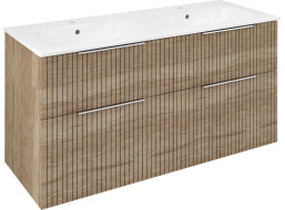 Sapho CIRASA umývadlová skrinka s dvojumývadlom 121x66x46cm, dub alabama strip CR121-2322-21