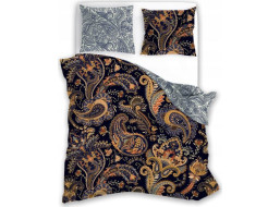 Saténové obliečky NOBILE Ornaments - čierne / modré - 160x200 cm