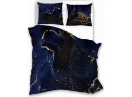 Saténové obliečky NOBILE Marble - tmavo modré - 220x200 cm