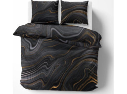 Saténové obliečky NOBILE MIneral - čierne / zlaté - 160x200 cm