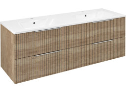 Sapho CIRASA umývadlová skrinka s dvojumývadlom 141x54x46cm, dub alabama strip CR141-2322-21