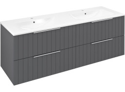 Sapho CIRASA umývadlová skrinka s dvojumývadlom 141x54x46cm, carina strip CR141-4141S-21