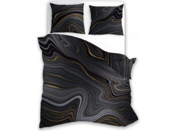 Saténové obliečky NOBILE MIneral - čierne / zlaté - 140x200 cm