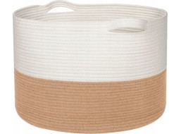 Bavlnený kôš BOHO - 55 cm - prírodný/biely