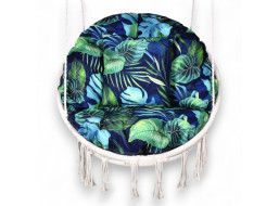 Vodeodolný sedací MAXI vankúš 100x15 cm do závesného kresla - monstera/tmavomodrý