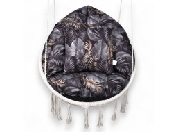 Vodeodolný sedací MAXI vankúš 100x15 cm do závesného kresla - zlaté palmy/čierny