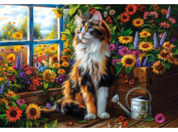 CASTORLAND Puzzle Mačacia meditácia v skleníku 1000 dielikov