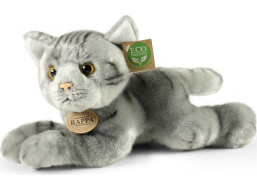 Rappa Plyšová mačka šedá ležiaca 30 cm ECO-FRIENDLY