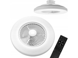 Stropné LED svietidlo s ventilátorom na diaľkové ovládanie - biele