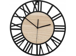 Nástenné hodiny Loft okrúhle 35 cm - kov/drevo