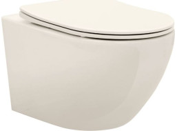 Závesné WC Rea Carlo mini RIMLESS + Duroplast sedátko flat - ecru