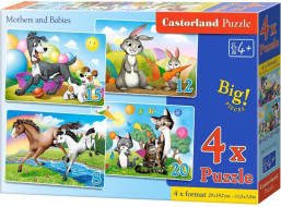 CASTORLAND Puzzle Zvieracie mamičky s mláďatami 4v1 (8,12,15,20 dielikov)