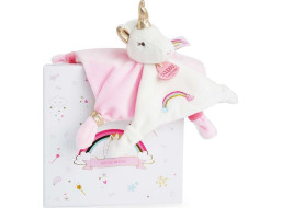 Doudou Darčeková sada - plyšový muchláčik jednorožec ružový 20 cm