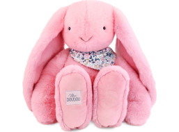 Doudou Plyšový králik XXL so šatkou ružový 50 cm